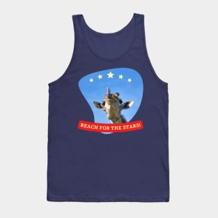 Funny and Weird Tongue Out Reach for the Stars Giraffe Tank Top